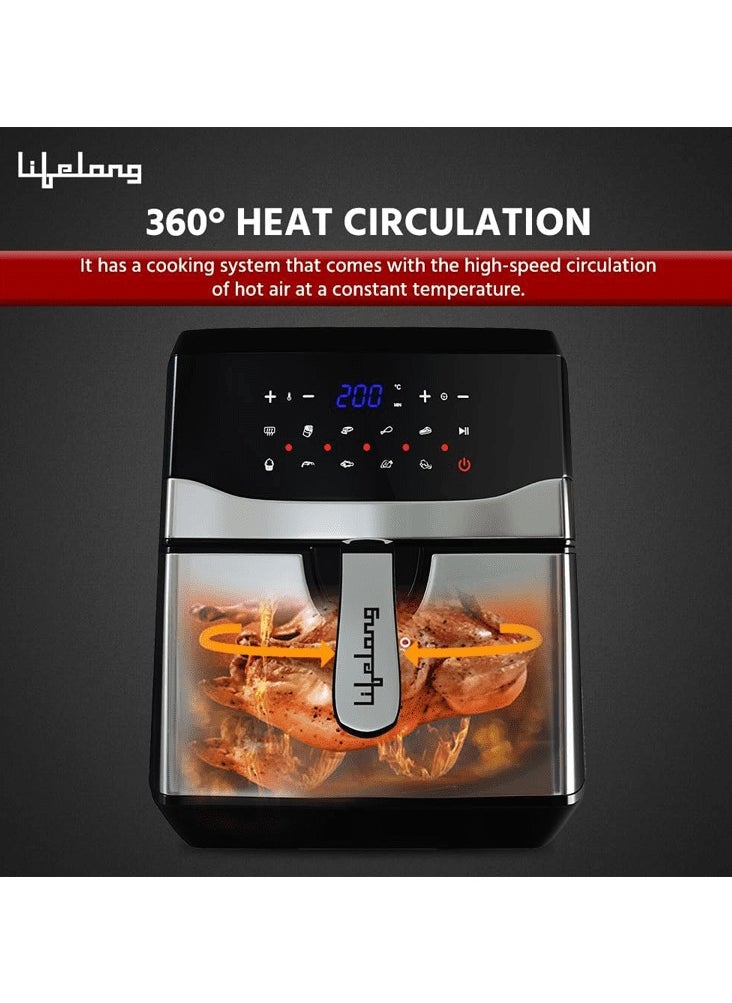 Lifelong - Lifelong ﻿﻿ Digital Air Fryer LLHFD722, 7.5 Litre XL LED Touch Screen, 12 Preset Cooking Modes, 1400 W, 85% Fat Reduced, (Silver & Black) - Image 1