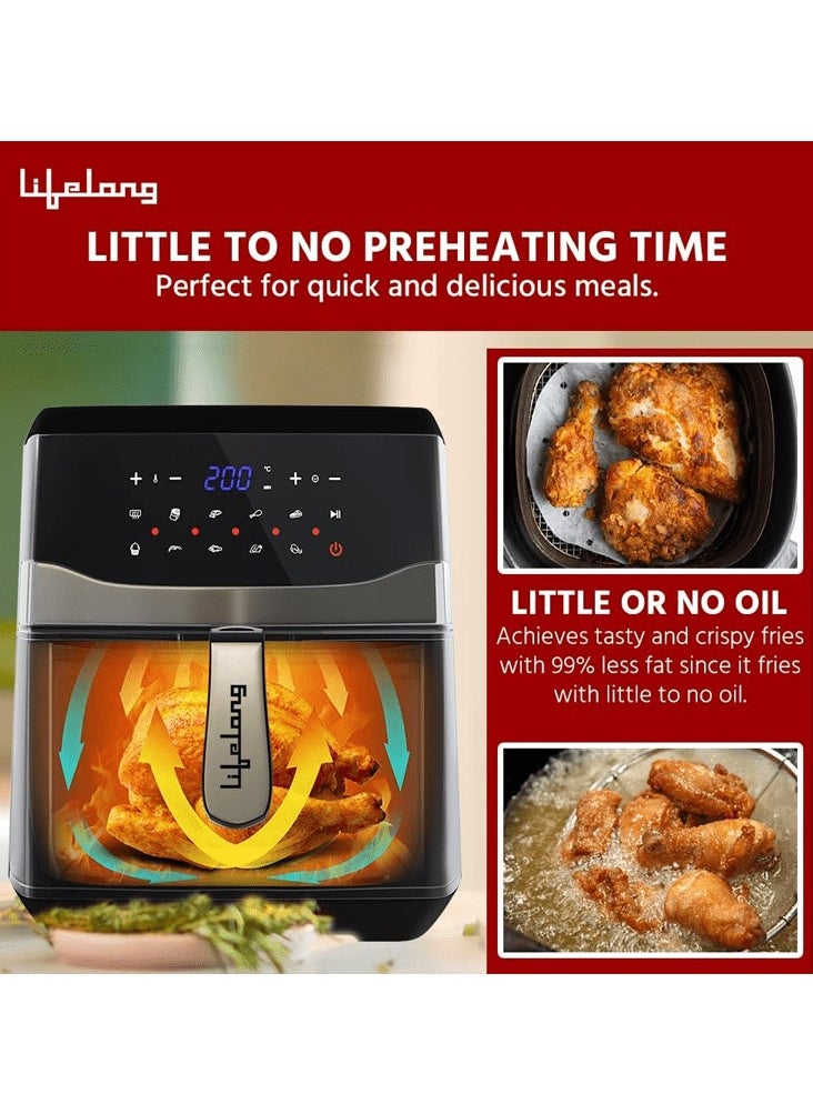 Lifelong Lifelong ﻿﻿ Digital Air Fryer LLHFD722, 7.5 Litre XL LED Touch Screen, 12 Preset Cooking Modes, 1400 W, 85% Fat Reduced, (Silver & Black)  - Image 5