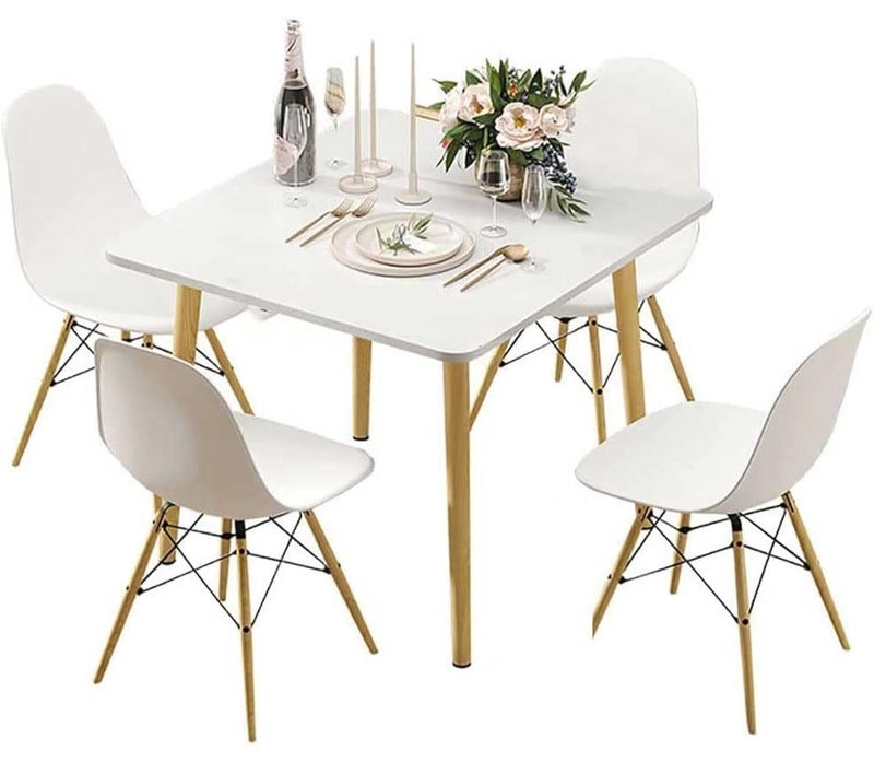 JINFANLI Dining Table, Dining Room Kitchen Table, White Square Wooden Leisure Dining Table Set for Kitchen Dining Room & Living Room(1 Square Table) - Image 1