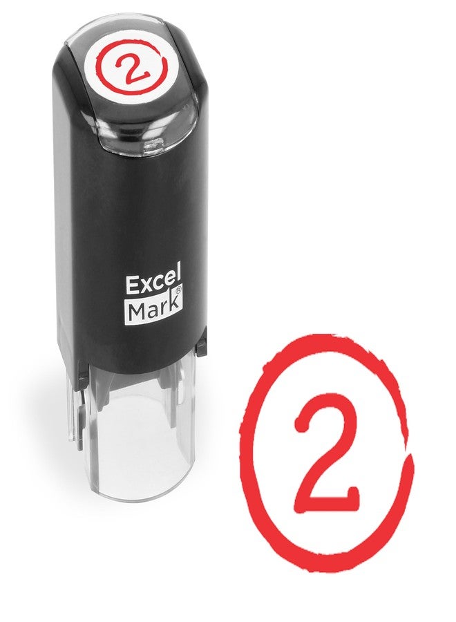 ExcelMark Grade Score 2 - Self-Inking Round Teacher Stamp - Red Ink - Image 1