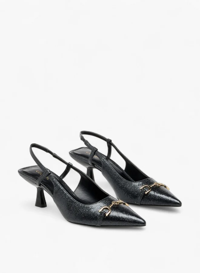 سيليست Women's Metal Accent Slingback Shoes with Kitten Heels
