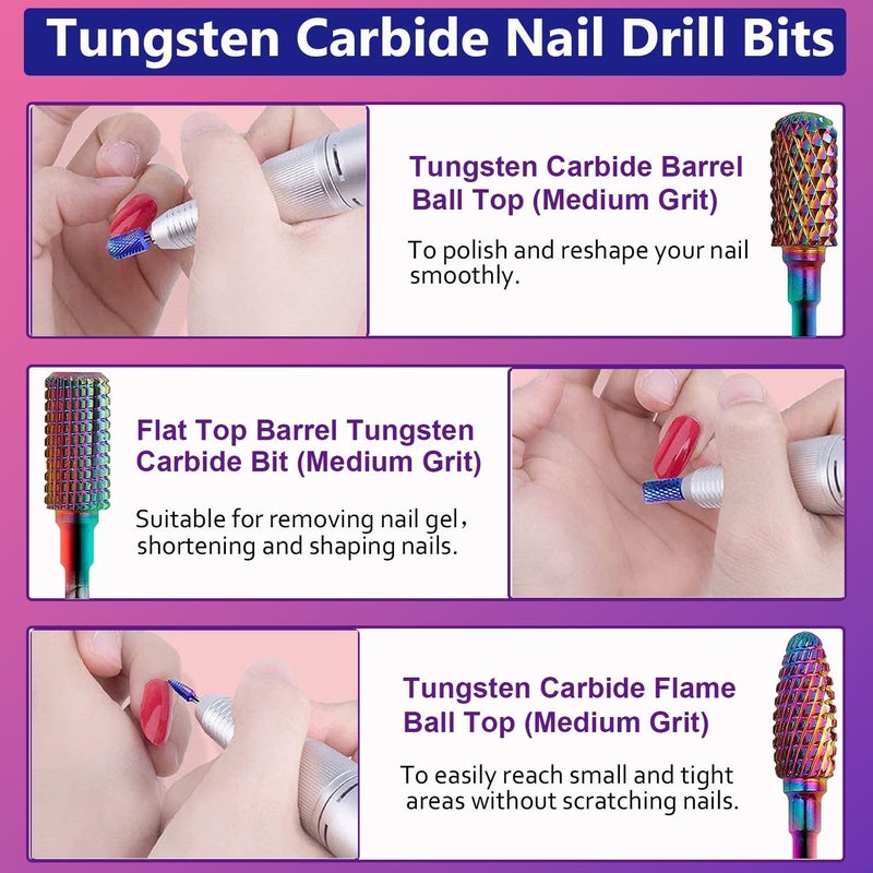XDONEF 30Pcs Nail Drill Bits Set with Cute Nail Drill Bits Holder Case Nail Drill Bits for Acrylic Nails Professional Ceramic Drill Bit Diamond Carbide Cuticle Remover Efile Bits 3/32 Inch - Image 3