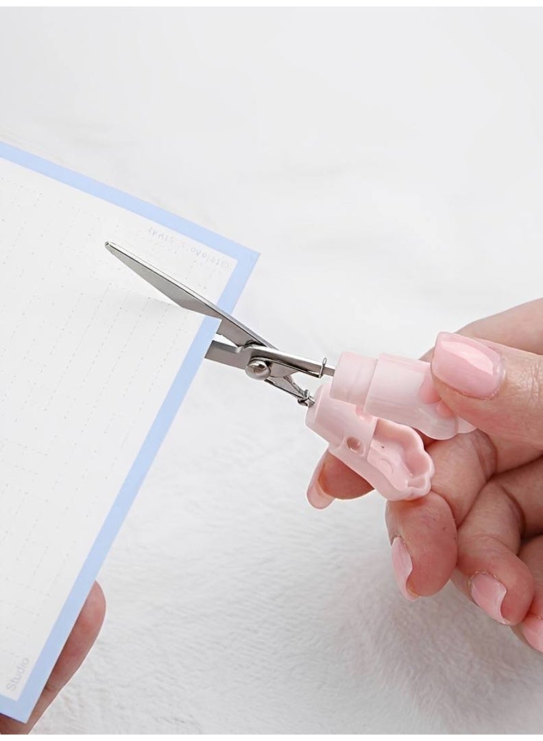 مقص صغير محمول بتصميم مخلب قطة لطيف للأطفال - مقص حرفي قابل للطي مع غطاء حماية للمدرسة، الأعمال الفنية والمكتب - هدية قرطاسية باللون الوردي - Image 3