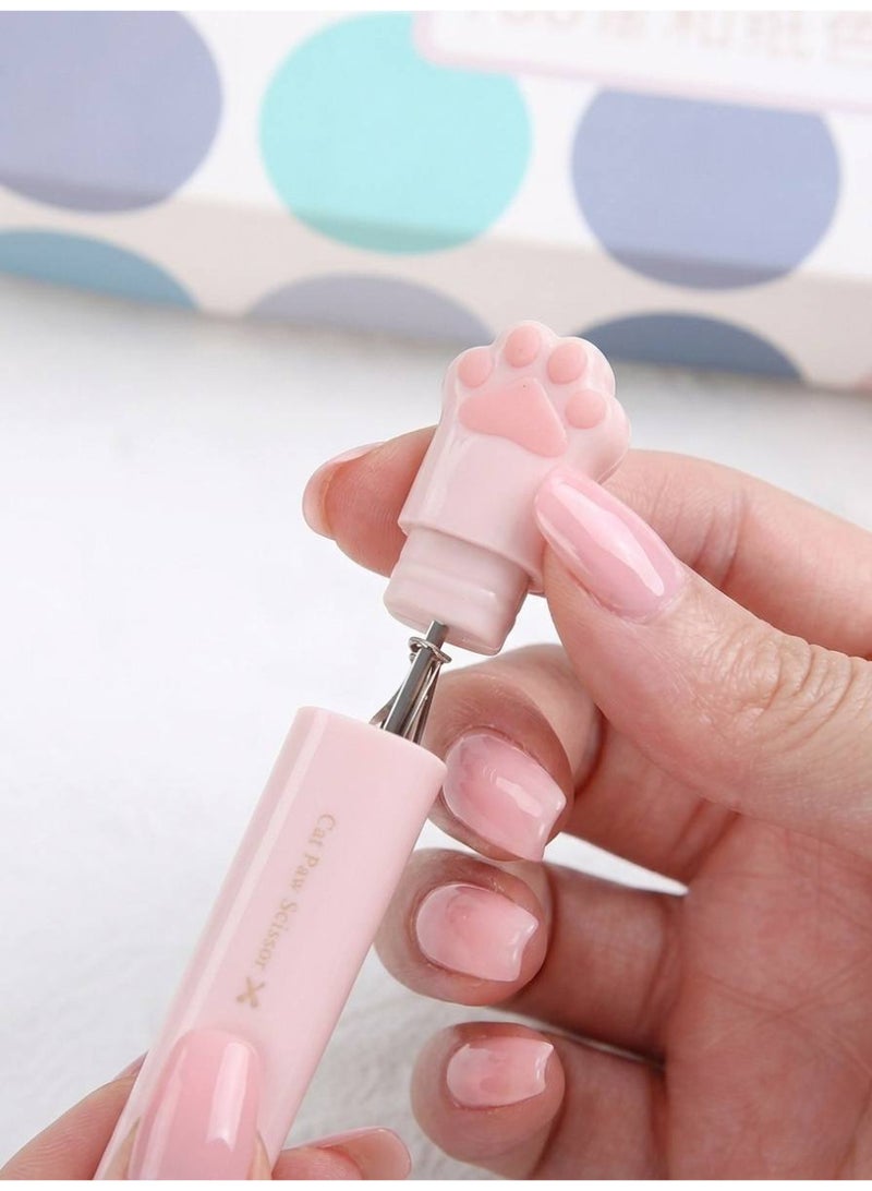 مقص صغير محمول بتصميم مخلب قطة لطيف للأطفال - مقص حرفي قابل للطي مع غطاء حماية للمدرسة، الأعمال الفنية والمكتب - هدية قرطاسية باللون الوردي - Image 4