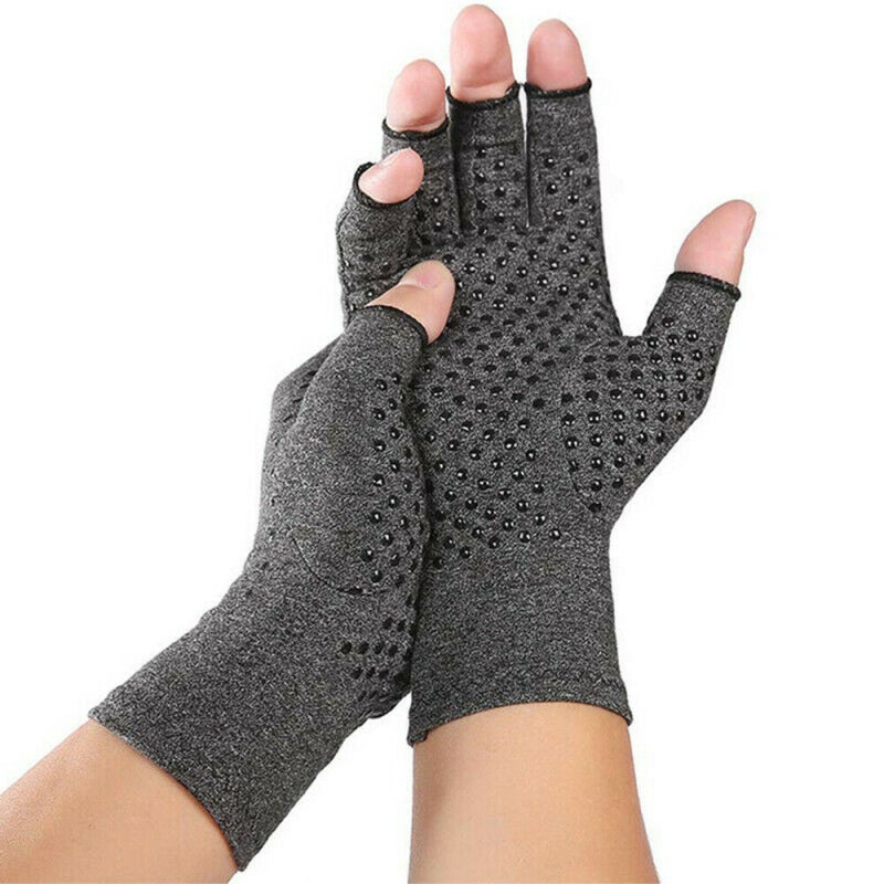 Arthritis Hand Compression Gloves: S Size, Breathable Cotton Material, Natural Hand Shape Compression Support - Open Fingertips Design, Textured Grip for People With Arthritis, Rheumatoid Pain Relief, - Image 1