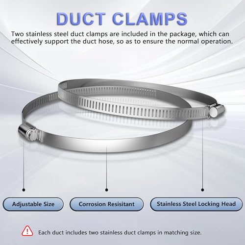 HYITCL 4 Inch Flexible Ducting Hose 12 Feet Black Aluminum Ducting -4 Layer Protection Dryer Vent Hose for HVAC Heating Cooling Ventilation and Exhaust, 2 Clamps Included - Image 5