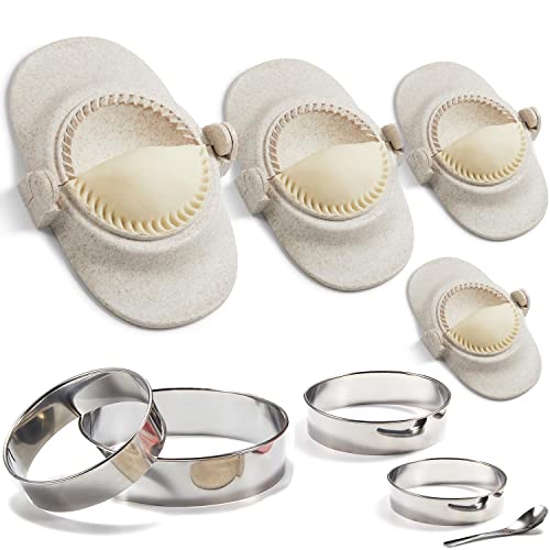 MUMSUNG Empanada Maker Press, 6-Inch Extra Large Dumpling Maker Set with Dough Cutter, Dumpling Mold Set for Pierogi, Pastelitos, Calzone, Turnovers, Chinese Dumpling, 4Sizes (6"/4"/3"/2.6") - Image 1