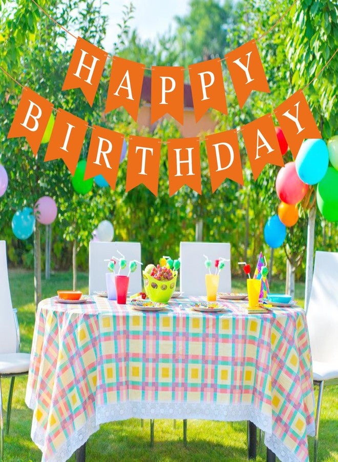 Eaezerav Orange Happy Birthday Banner Sign Orange Birthday Garland Bunting Banner for Kids Girls Women Tea Party Decorations Fall Halloween Thanksgiving Party Supplies - Image 4