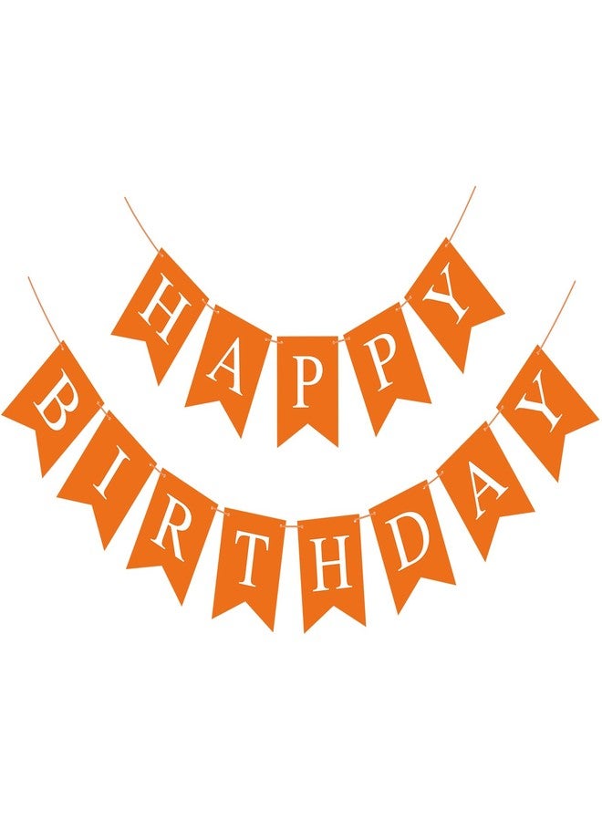 Eaezerav Orange Happy Birthday Banner Sign Orange Birthday Garland Bunting Banner for Kids Girls Women Tea Party Decorations Fall Halloween Thanksgiving Party Supplies - Image 1