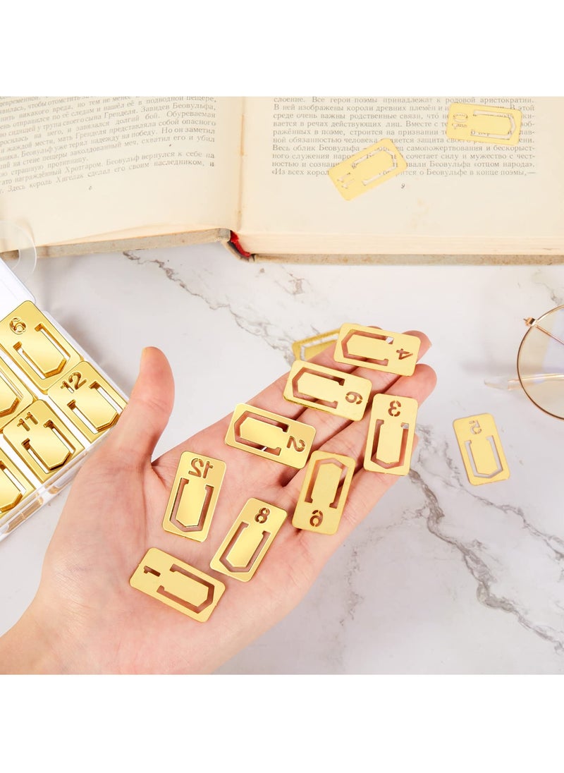 SYOSI - SYOSI 24 Pcs Metal Bookmarks, Number Bookmarks Brass Metal Clip Bookmarks for Page Mark for Teachers Students Book Lovers (Gold) - Image 1