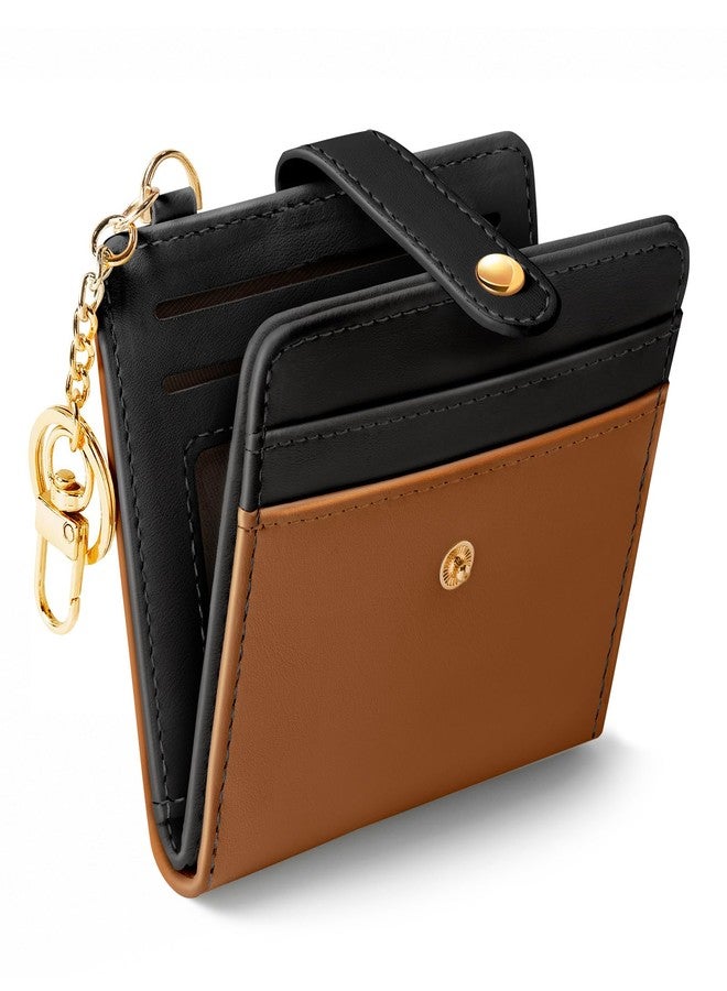 Jogjam Rfid Women Wallet, Small Slim Thin Credit Card Wallet, PU Leather Bifold Cash Zipper Coin Pocket ID Window, for Female Ladies Teen Girls Girly Gifts, A Black and Brown, Modern - Image 1