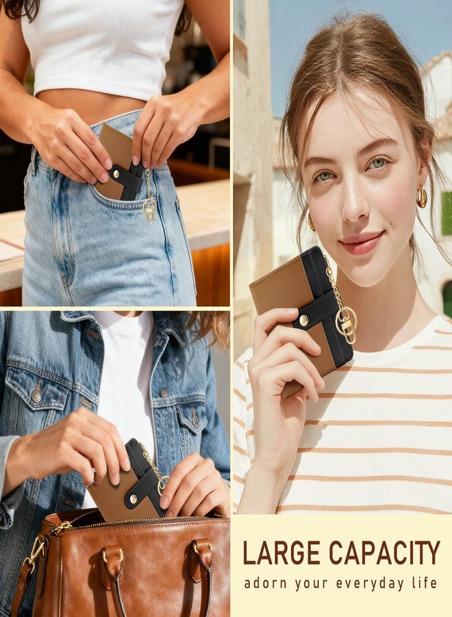 Jogjam Rfid Women Wallet, Small Slim Thin Credit Card Wallet, PU Leather Bifold Cash Zipper Coin Pocket ID Window, for Female Ladies Teen Girls Girly Gifts, A Black and Brown, Modern - Image 2