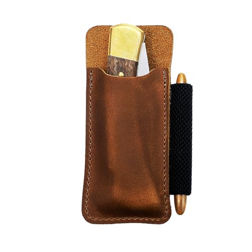 EASYANT Leather Pocket Organiser Pouch EDC Holster Belt Clip Sheath for Buck 110 Space Pen - Image 1