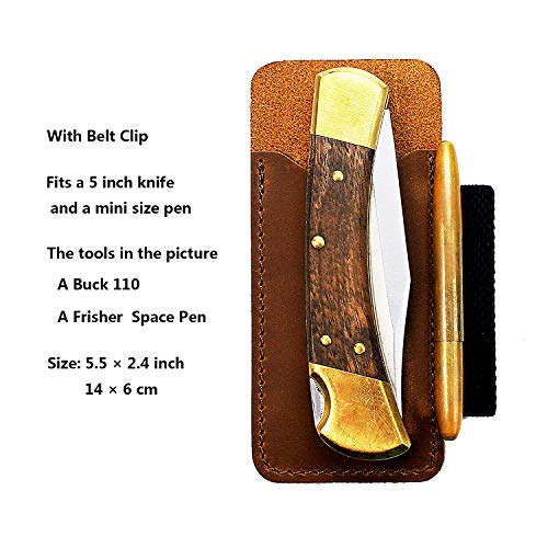 EASYANT Leather Pocket Organiser Pouch EDC Holster Belt Clip Sheath for Buck 110 Space Pen - Image 2