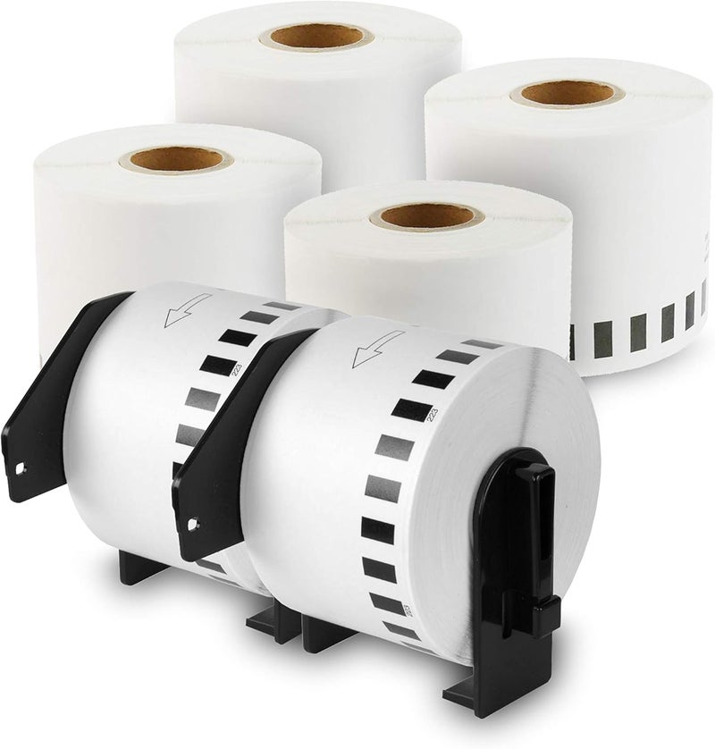 enKo Products enKo - Compatible DK-2223 Continuous Paper Labels (2 Inch x 100 Feet) Compatible for Brother QL Label Printers - 6 Rolls + 2 Refillable Cartridges - Image 1