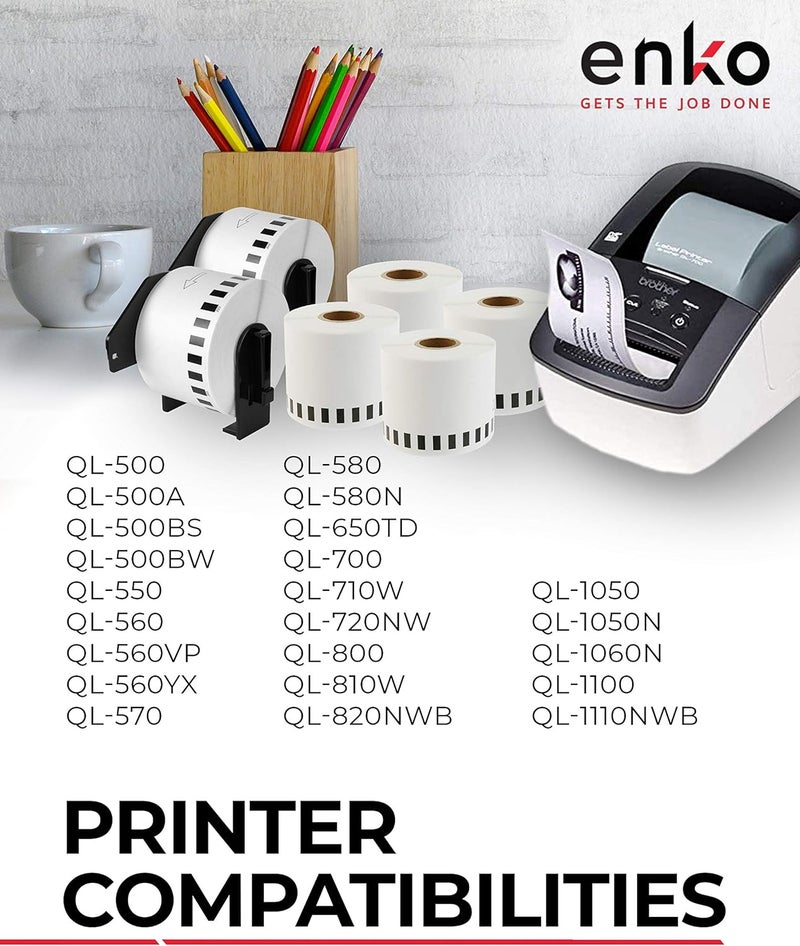 enKo Products enKo - Compatible DK-2223 Continuous Paper Labels (2 Inch x 100 Feet) Compatible for Brother QL Label Printers - 6 Rolls + 2 Refillable Cartridges - Image 4