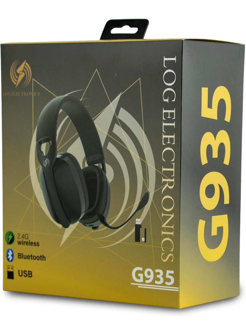LOG G935 2.4G wireless Gaming Headset With Microphone, Bluetooth, USB For PS5, PS4, PC, Xbox, Mobile - Black - Image 3