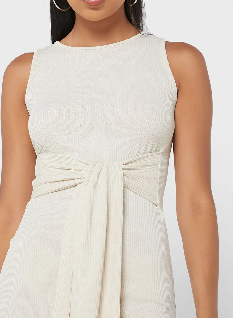 Miss Pap Tie Detail Ribbed Bodycon Dress