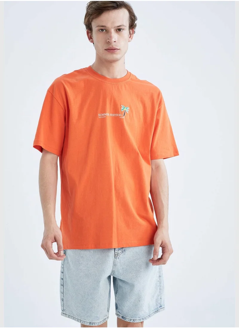 DeFacto Boxy Fit Short Sleeve Minimal Slogan Print T-Shirt