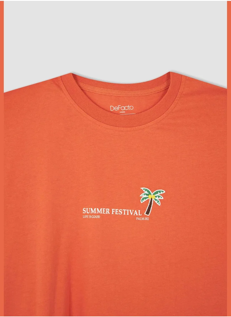 DeFacto Boxy Fit Short Sleeve Minimal Slogan Print T-Shirt