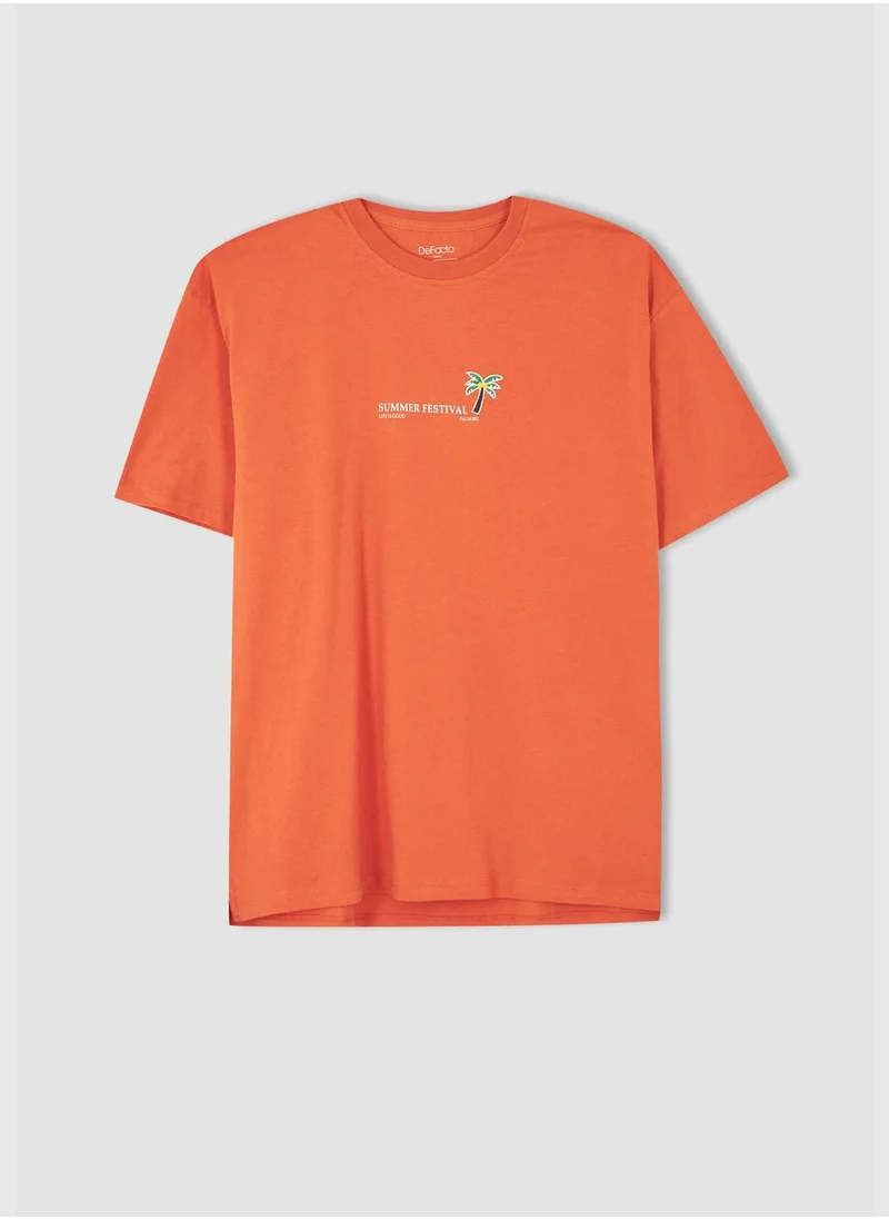 DeFacto Boxy Fit Short Sleeve Minimal Slogan Print T-Shirt