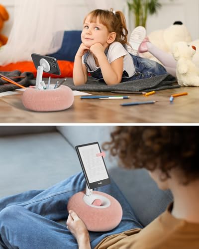 Viozon Phone Holder for Bed, Magnetic Pillow Stand, Compatible with 4-7" Phone/Kindle with Small Storage, Removable Suction Base for Stability, Idea for Kindle Reading and Video Watching On Bed,Pink - Image 2