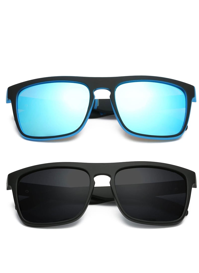 Excefore - 2 PACK Rectangular Polarized Sunglasses for Men Women Driving UV 400 Protection for Sport Outdoor Hiking Golf Cycling Fishing Eyewear - Image 1