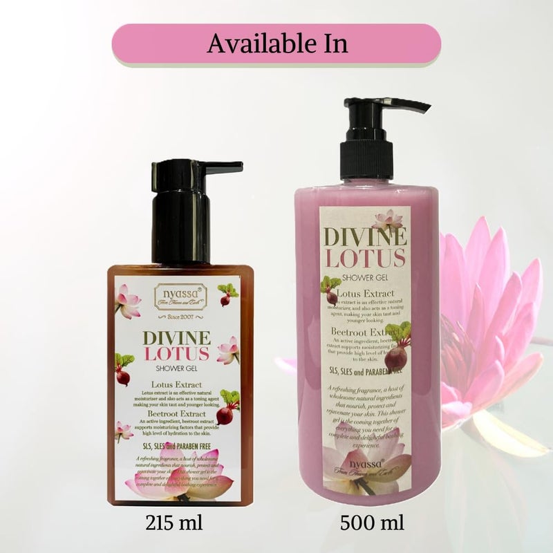 Nyassa Nyassa Divine Lotus Shower Gel 500ml Body Wash for Women Men 100 Vegan and Paraben Free Soft Glowing Moisturised Skin Suitable for All Skin Types500ml - Image 3