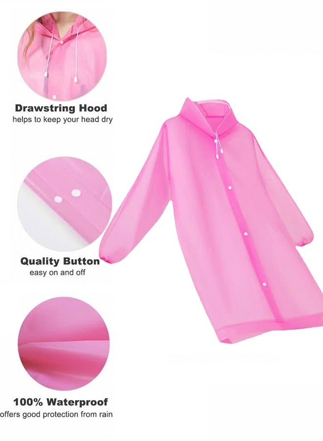Portable Rain Coat Raincoat Ponchos 100 percent Waterproof Emergency Rain Ponchos for Women and Men Adults Premium Quality 50 percent Thicker with Hood for Concerts Amusement Parks Camping Pink - Image 3