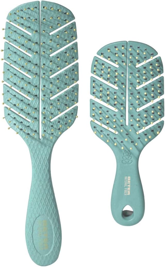 Beter Large and MINI Natural Fiber Detangling Brush Pack Detangling and AntiTugging Hairbrush Sustainable and Vegan Materials
