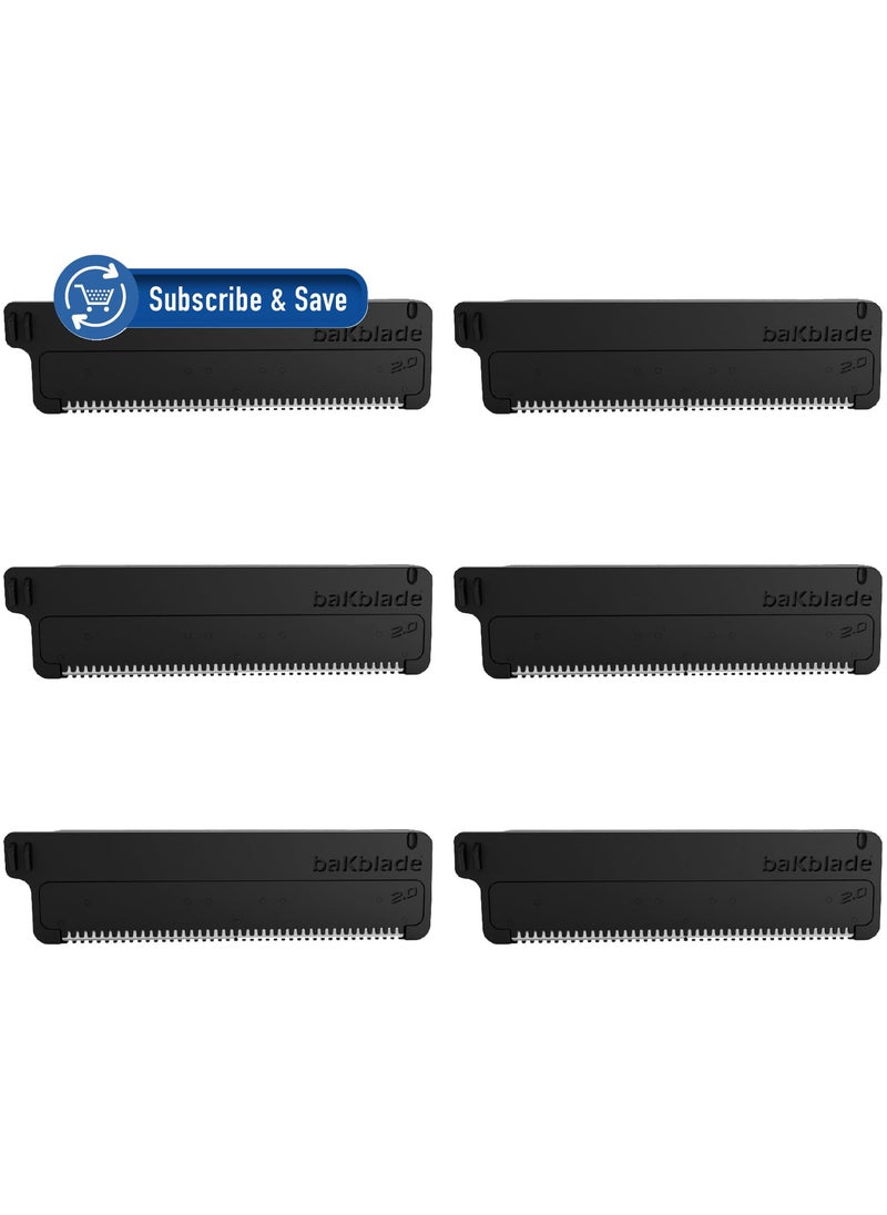 baKblade - Bakblade 2.0 Refill Cartridges Bundle, Back Hair & Body Shaver Replacement Cartridges, Extra-Wide Wet Dry & Disposable Razor Blades (6 Blades) - Image 1