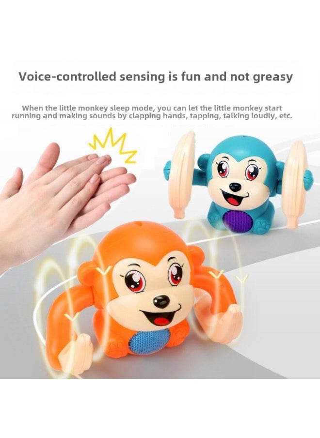 null - Baby Baby Sound Moving Tumbling Monkey Puzzle Sound And Light Electric Tumbling Monkey Boy Girl Crawling Heel Toy-Color:Voice-controlled Tumbling Monkey ]-Specifications:Configuration - Image 1