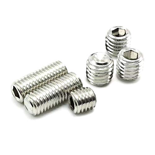 SDY 50 Pcs M4x14mm Metric 304 Stainless Steel Hex Socket Set Flat Point Grub Screws Silver Tone for Towel Rack Door Knob （M4x14mm） - Image 1