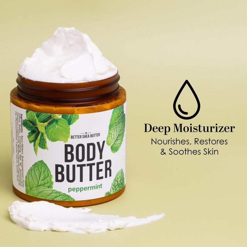 Better Shea Butter Peppermint Body Lotion | Moisturizer for Dry Skin | with Raw Shea Butter and Jojoba Oil | No Synthetic Fragrances, Non-Greasy Body Cream for Men and Women | 8 oz - Image 3