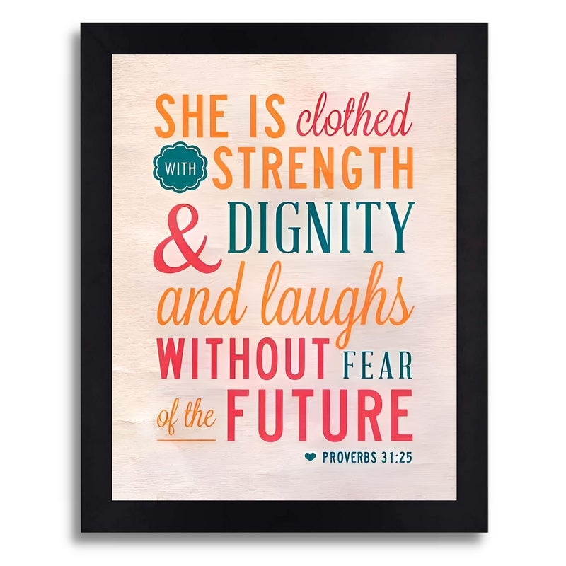 Interio Crafts Bible Verse Wall Frame Women Girl Inspirational Poster Frame with Print for Home and Office Wall Decor Synthetic Wood 13x10 Inches - Image 1
