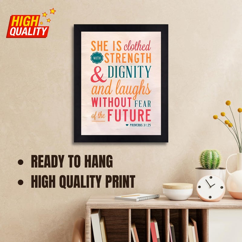 Interio Crafts Bible Verse Wall Frame Women Girl Inspirational Poster Frame with Print for Home and Office Wall Decor Synthetic Wood 13x10 Inches - Image 3