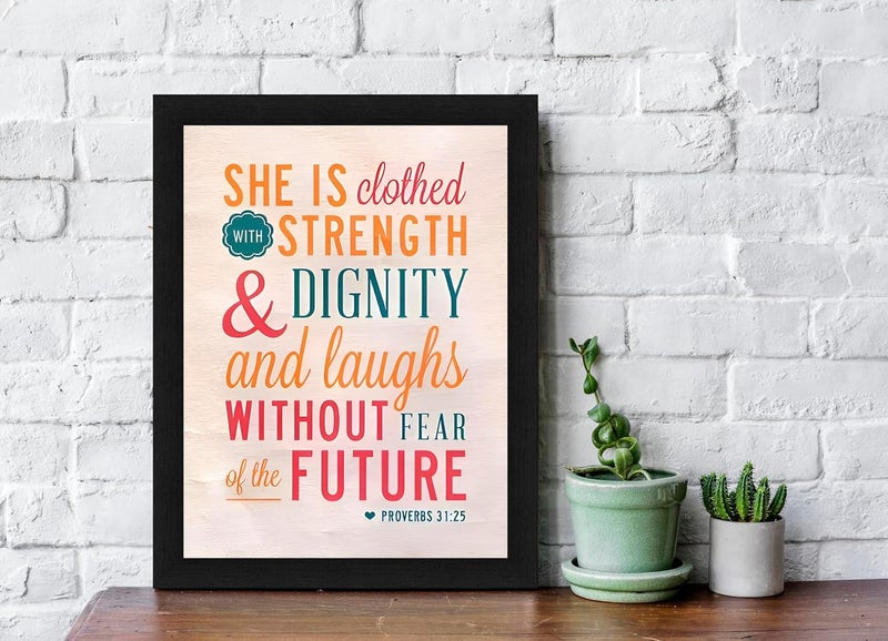 Interio Crafts Bible Verse Wall Frame Women Girl Inspirational Poster Frame with Print for Home and Office Wall Decor Synthetic Wood 13x10 Inches - Image 2