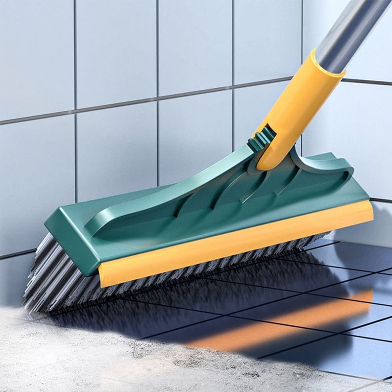 Zerolex 2 in 1 Floor Cleaner Scrub Brush with Squeegee Floor Scrubber with Long Handle Grout Brush Scrape V-Shape Stiff Bristle Cleaning Brush 120°Rotating Tile Cleaning for Bathroom Kitchen - Image 3