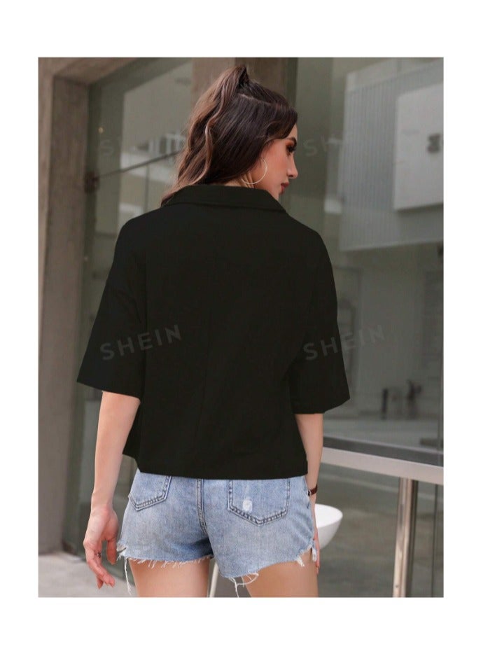 بونكا تي شيرت منخفض الاكتاف سحاب نصف - Image 2