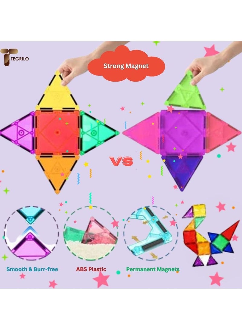 TEGRILO Magnetic Blocks Set 100pcs Creative Magnetic Building Blocks 3D Magnetic Tiles for Kindergarten Preschool Baby Educational Learning STEM Toys for Children - Image 2