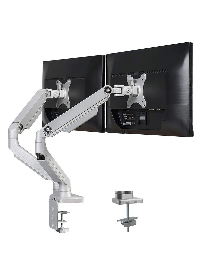 PC Dual Monitor Arm Stand Desk Mount Bracket(Mechanical Powered) with Height Adjustable Full Motion Double Arm - Image 1