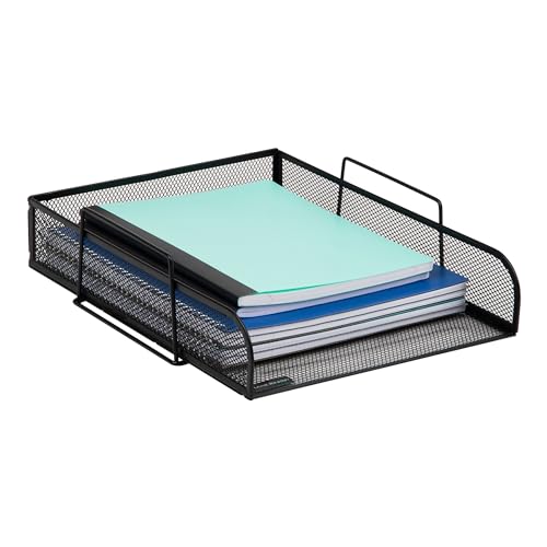 Mind Reader Stackable Paper Tray, Desktop Organizer, File Storage, Office, Metal Mesh, 10.5" L x 13.5" W x 11.25" H, 4 Pcs., Black - Image 5