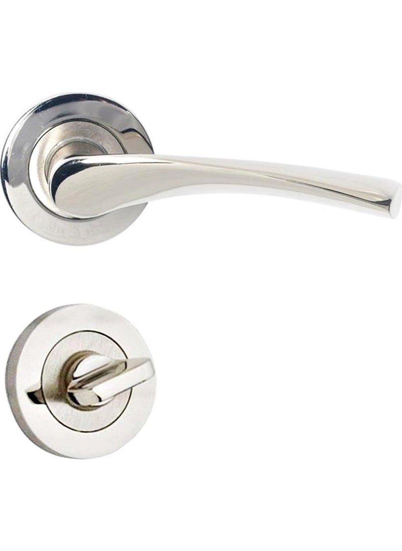 Eym - Hira Simay Nickel Satin Badge Door Handle WC - Image 1