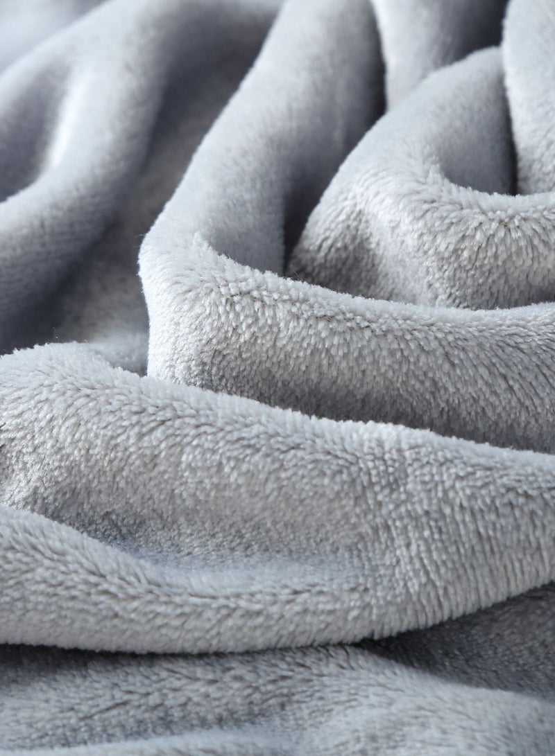 Loquat Solid Color Cloud Sable Blanket Office Nap Blanket Air Conditioned Roof Blanket Flannel Blanket Light Grey  - Image 2