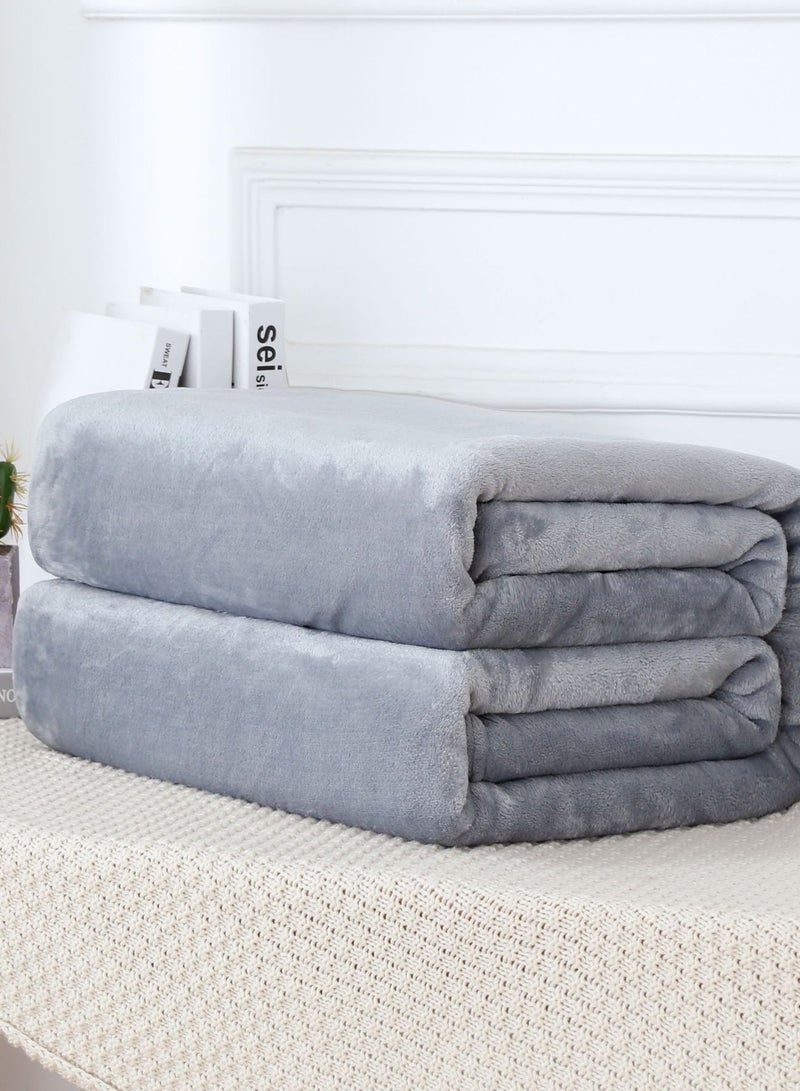 Loquat Solid Color Cloud Sable Blanket Office Nap Blanket Air Conditioned Roof Blanket Flannel Blanket Light Grey  - Image 1