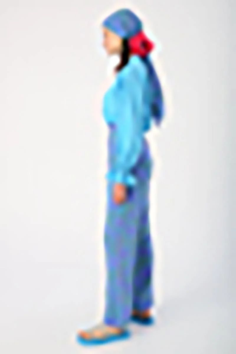 Allday Fuchsia-Turquoise-Spanish Elastic Waist Patterned Viscose Trousers