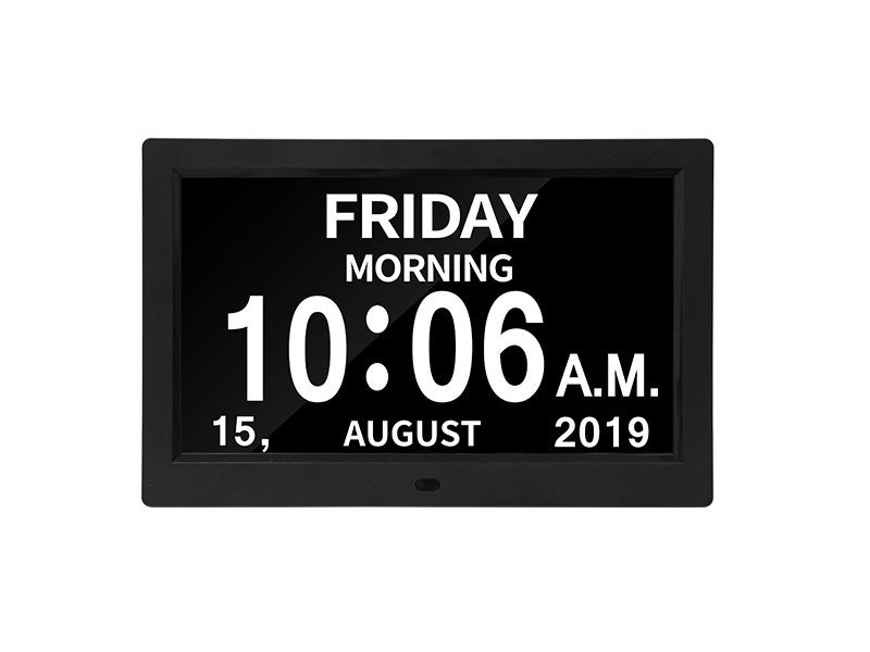 10-Inch Digital Reminder Alarm Clock with Video Playback Black 