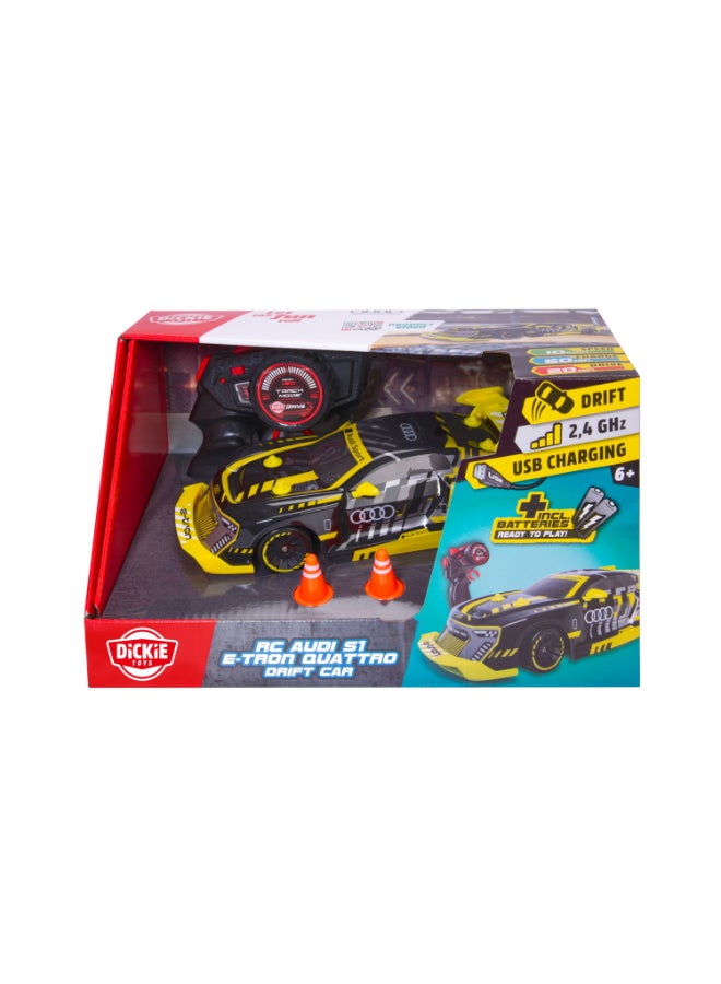 Dickie Toys - RC Audi S1 E-Tron Quattro Drift Car 1:24 - 2.4GHz, 4WD, Drift Function, LED Floor Lighting - USB Charging - RTR Remote Control Car - Image 2