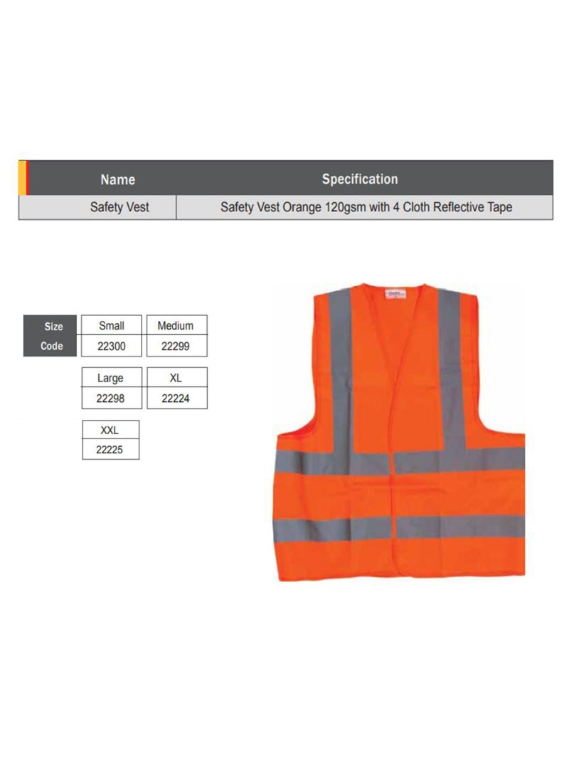 Starex Safety Vest Orange Medium w/4 Cloth Reflective Tape 120GSM Starex Brand ST22299 