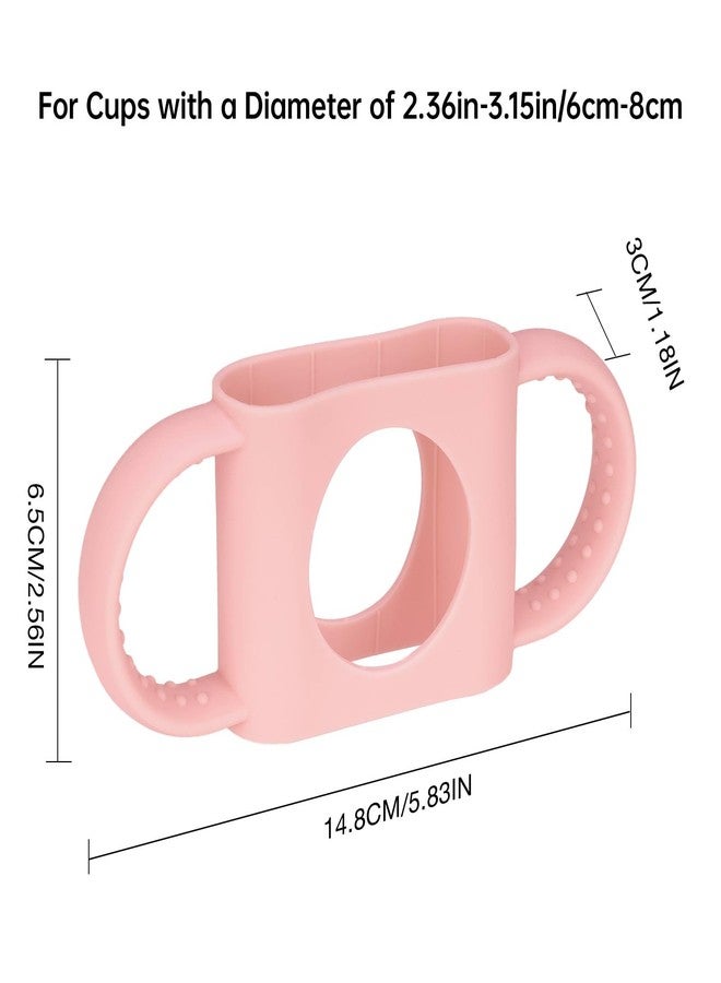 NiHome 2PCS Silicone Dual-Handle Grip Compatible with 14oz, 20oz Stanley Tumblers, Soft Texture & Securely Fit for Kids and Adults, Reliable & Convenient for Home, Travel, Outdoors, Daily Use (Pink) - Image 2